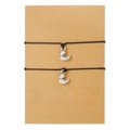 Set of two black woven wish bracelets with silver duck pendants on kraft paper card - Duck (ZJ13932) / Set of 2