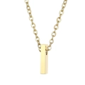 Short stainless steel necklace with gold vertical cuboid pendant on white background - Letter I(KN233999-Z)