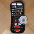 Portable black zipper sewing kit with 12 colored threads, scissors, and tools - Colorful Needle Plate 10-Piece Set
