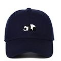 Dettaglio del ricamo a forma di panda su un cappello da baseball in cotone blu - Regolabile / Blu navy