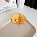 Phalaenopsis orchid hair clip with yellow gradient petals and center pearl detail - Yellow
