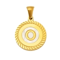 Polished gold circular pendant with white inlay and golden letter O detail - Letter O (S-P005-O)