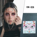 Tatouage visage crâne en sucre RM-026 pour le Jour des Morts et maquillage Halloween - RM-026