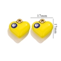 Fashionable 17mm yellow heart drop oil devil eye earrings DIY jewelry charms set - Gold Yellow Evil Eye Heart