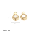 Detail view of gold textured disc earrings showing 4.9cm height and 3.6cm width - Gold Hollow Round (A0191C)