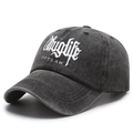 Berretto da baseball lavato grigio antracite con ricamo 3D bianco Thuglife - Nero