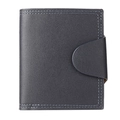 Schlanke schwarze Lederbrieftasche für Herren mit sicherem Druckknopfverschluss-Design - Dunkelblau Einfarbig (Vertikal)