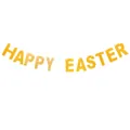 Glittery Happy Easter banner in golden finish for festive home wall party decoration - Gold HAPPY EASTER Uppercase