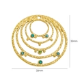 Bohemian 14K gold plated multi-layer circular pendant with blue and green rhinestones - Blue