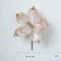 Flor de Navidad artificial rosa de 22cm con perlas doradas y acabado brillante - Champán
