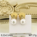 Vintage Perlenohrringe aus goldfarbenem Edelstahl mit Textur und Zirkonia-Inlay - Gold (KE114363-K)