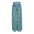 Three-piece bikini set high-waisted wide-leg floral pants in blue and yellow chiffon - Blue Floral Pants