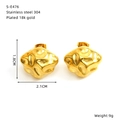 Detailed size chart of gold 18k plated stainless steel textured fan earrings - Textured Fan Shape Style(S-E476)