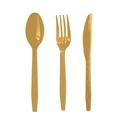 Set di posate per la festa di Hanukkah con forchetta, cucchiaio e coltello dorati - Coltello d'Oro / Regolare
