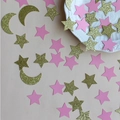 Pink matte stars and gold glitter moon confetti mix for party table decoration - Gold Moon and Gold Pink Star