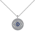 Elegant S925 sterling silver necklace with sparkling pavé crystal evil eye pendant - 925 Silver / White Gold