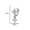Detailed size view of silver star earrings with clear cubic zirconia, 1.42cm in height - Star Drop Design (8#) / Silver