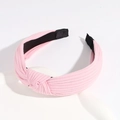 Pink knotted wide headband made of soft ribbed knit fabric for women - Light Pink