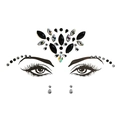 Black and iridescent face jewels sticker set with rhinestones and temporary tattoos - HF-8 Black