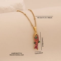 Gouden roestvrijstalen ketting met een rood en groen geëmailleerde vishanger - Rode en Groene Emaille Vis (2#)