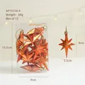Set of 12 glossy orange electroplated star ornaments for Christmas tree decor - Bronze Octagonal Star / 12pcs