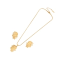 Golden feather-shaped necklace and earrings set in stainless steel with adjustable chain - Radiating Feather Leaf Style (6#)