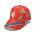 Colorful graffiti baseball cap with red base and artistic yellow and blue paint stroke print - M (56-58cm) / Red