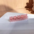 Pink gummy bear hair clip with frosted resin finish and golden metal duckbill base - Pink