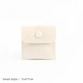 Off-white velvet jewelry pouch with snap button, small 7x7cm square storage bag - 小号款(7cm*7cm) / Beige