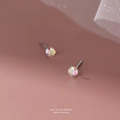 Boucles d'oreilles minimalistes en argent S999 avec des pierres de zircone AB colorées - Argent fin S999 / Couleur Aurore / 4mm