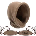 Winter knitted hood scarf in khaki featuring a soft cashmere-like texture and integrated design - Khaki