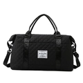 Black quilted diamond travel bag with large capacity and detachable shoulder strap - Large / Versatile Black