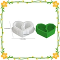 Two-grid heart candle cup silicone mold in white and green with size measurements - Two-grid Heart Striped Candle Holder Mold / Translucent White