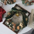 Handcrafted Christmas wreath with velvet ribbons, golden bells, and natural pine cones - Dark Green Large Dried Fruit Wreath 20CM