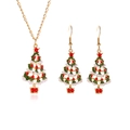 Set gioielli natalizi con collana ad albero in smalto verde e orecchini a gancio oro - Albero di Natale a 4 Strati