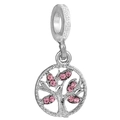 Silver Tree of Life charm pendant with pink crystals for DIY bracelet making - Pink Crystal Tree of Life Pendant Style (42)
