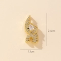 Gold plated elephant necklace pendant with zircon stones, measuring 2.4cm by 1.1cm - 0369-8 (Pear Shaped Ear Elephant)