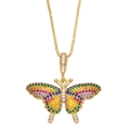 Collar con colgante de mariposa de circonitas de colores y cadena box dorada mujer - Colorido