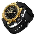 Orologio sportivo SANDA nero e oro con doppio display analogico-digitale e gomma - 6137 Nero Oro (Uomini)