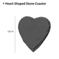 Natural heart shaped slate stone coaster in dark grey finish with raw edges 10cm - Heart