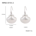 Silver ocean shell pendant earrings in stainless steel for women fashion jewelry - Shell Ear Hooks (NMSE-D155-2)