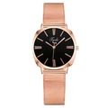 Fashionable rose gold Milanese strap watch with black diamond-encrusted dial for women - Black Dial (Rose Gold Strap)