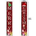 Christmas porch banners featuring red and black buffalo plaid with white Merry Christmas text - Holiday Balls Red Black Plaid(MC07)