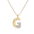 Two-tone plated letter G pendant necklace with sparkling zircons on gold box chain - Letter G