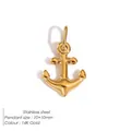 Golden stainless steel anchor pendant 10x10mm for DIY jewelry making sea style - Anchor Style (BP48336)