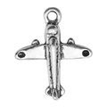 Silver vintage airplane charm with propeller for DIY jewelry and keychains - Airplane-17x20mm