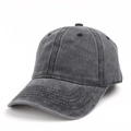Detail view of washed cotton vintage baseball cap showing side profile and stitching - Black