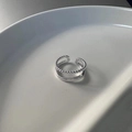 Silver double-layered open ring with smooth and twisted textures on a white plate - Double Layer Smooth Twist Ring (J3764)