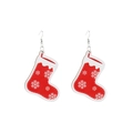 Cute acrylic Christmas stocking earrings in red and white with snowflake pattern - Christmas Sock