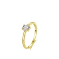 Vergoldeter Ring aus 925er Sterlingsilber mit einem Stein im Smaragdschliff - US-Größe 5 / Gold